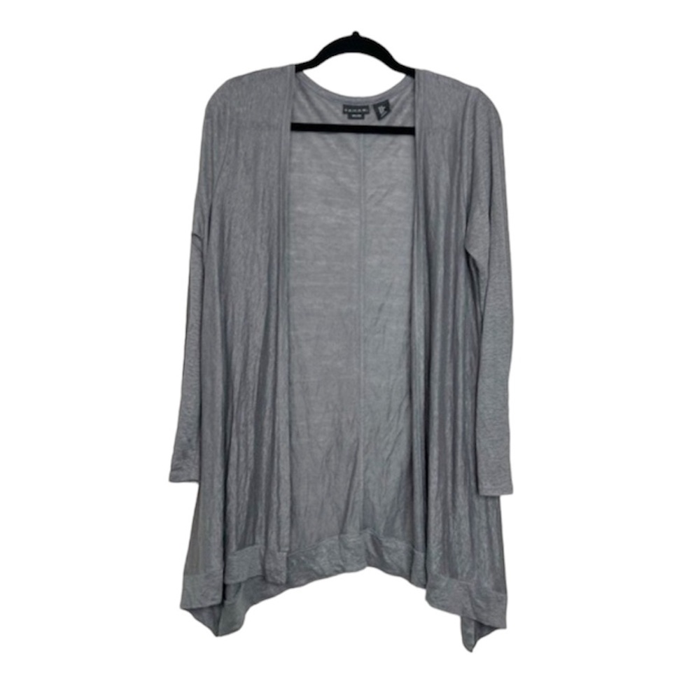 TAHARI 100% Linen Gray Open front lightweight Cardigan size Medium